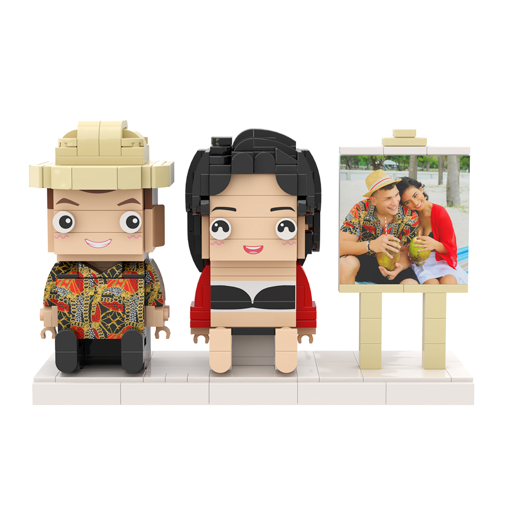 Custom Fully Body 2 People Custom Brick Figures Persanalized Sitting Brick Figures Sweet Couple Gifts - 