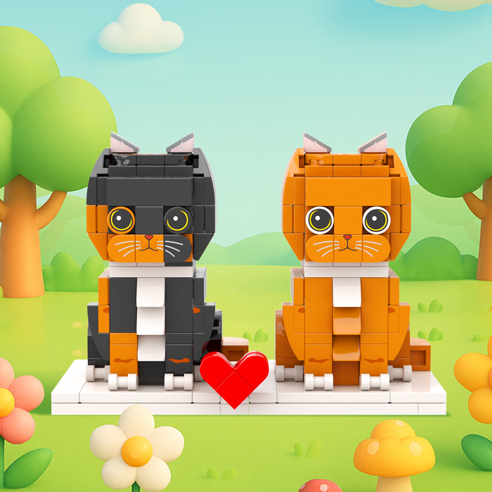 Persaonalized Cat Dog Full Body Brick Figures Pet Family Gift - 
