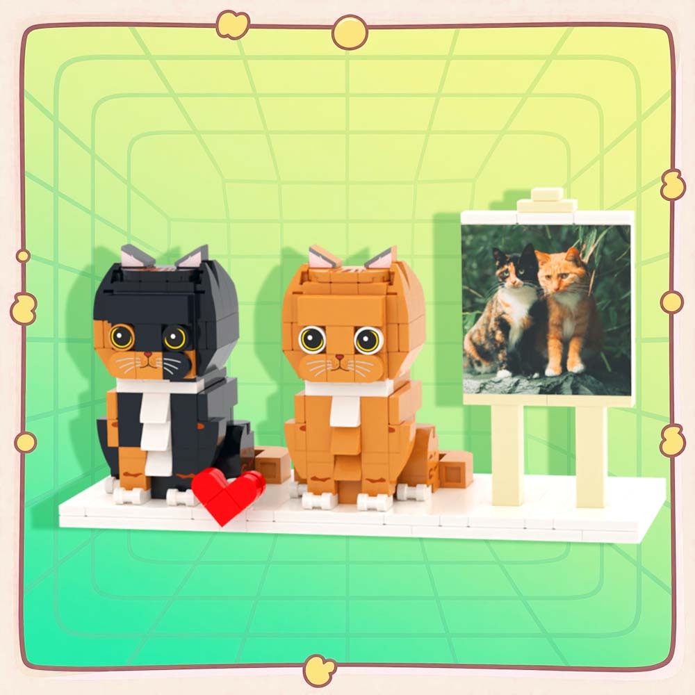 Persaonalized Cat Dog Full Body Brick Figures Pet Family Gift - 