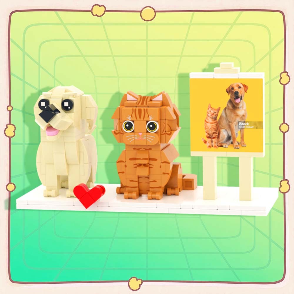 Persaonalized Cat Dog Full Body Brick Figures Pet Family Gift - 