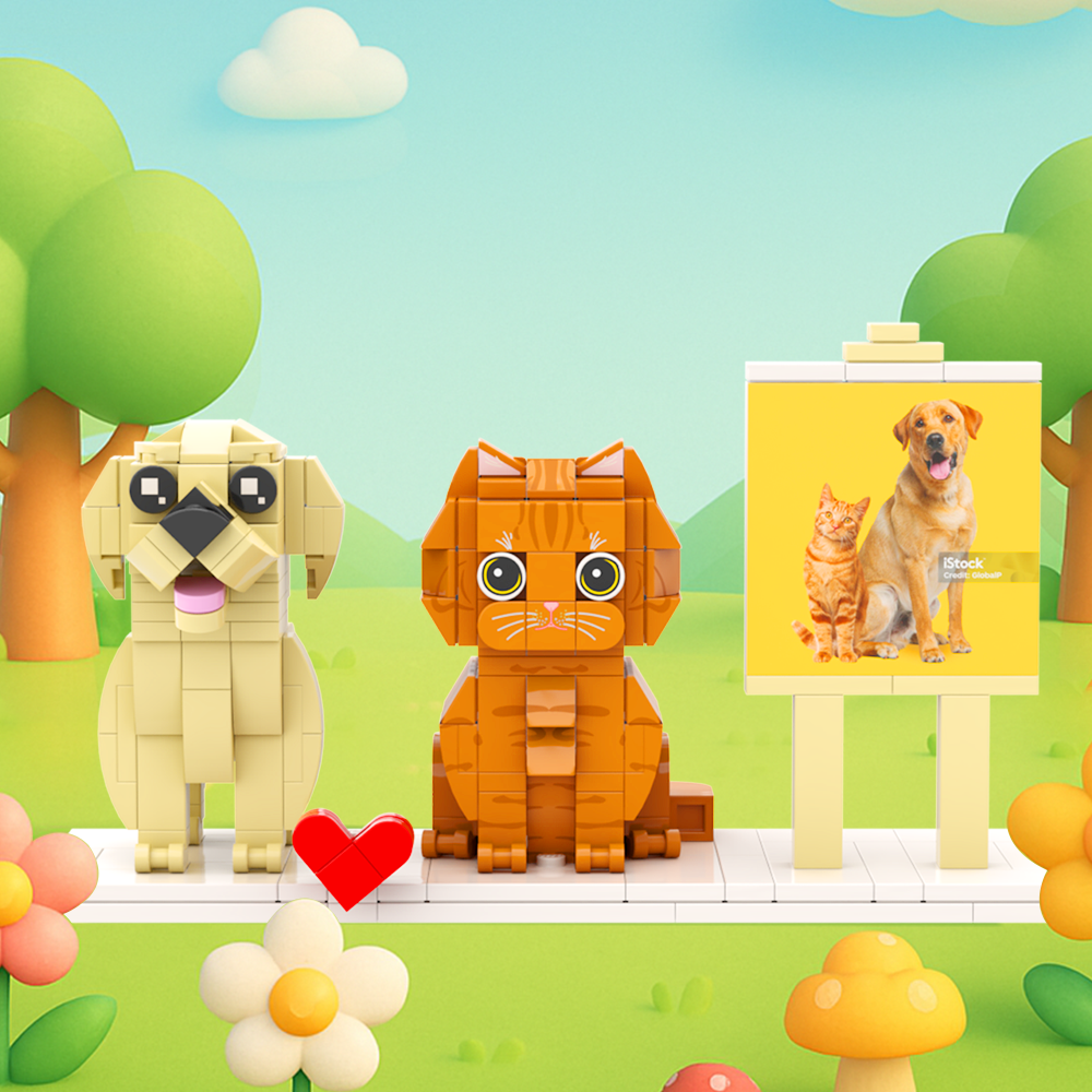 Persaonalized Cat Dog Full Body Brick Figures Pet Family Gift - 