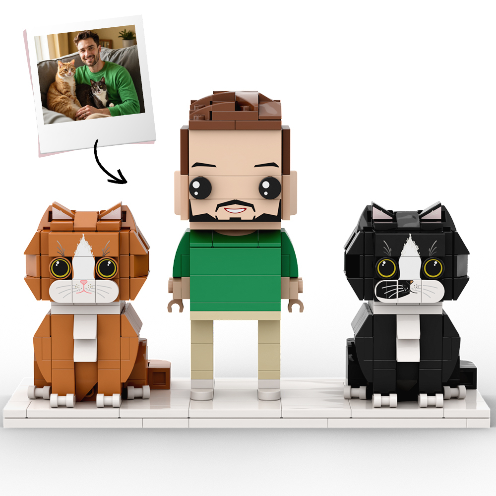 Personalized 1 People Fully Body People With Dog and Cat Pets Family Gifts - 