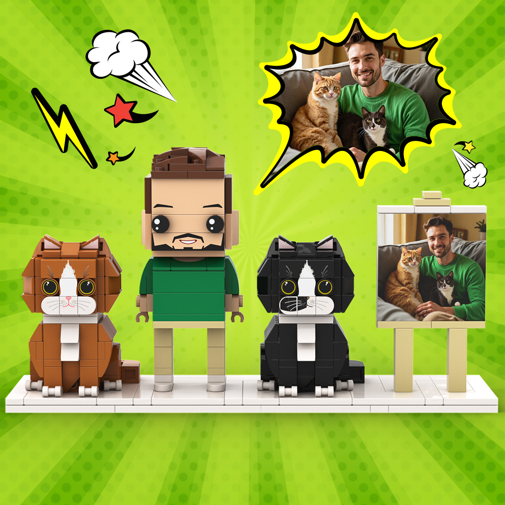 Personalized 1 People Fully Body People With Dog and Cat Pets Family Gifts - 