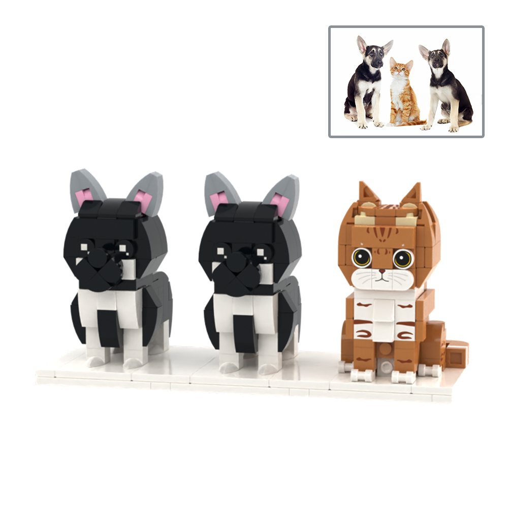 Persaonalized Cat Dog Full Body Brick Figures Pet Family Gift - 
