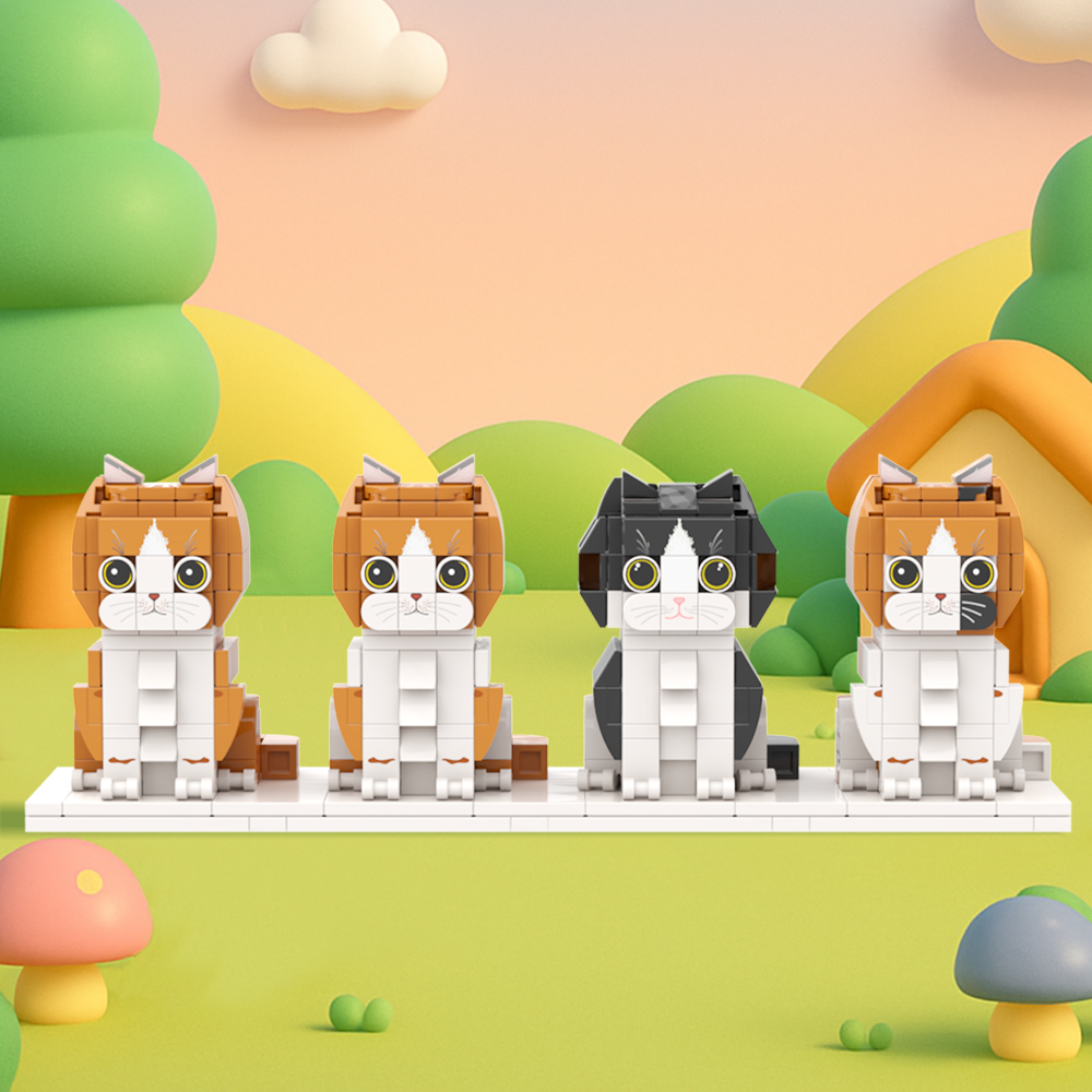 Persaonalized Cat Dog Full Body Brick Figures Pet Family Gift - 