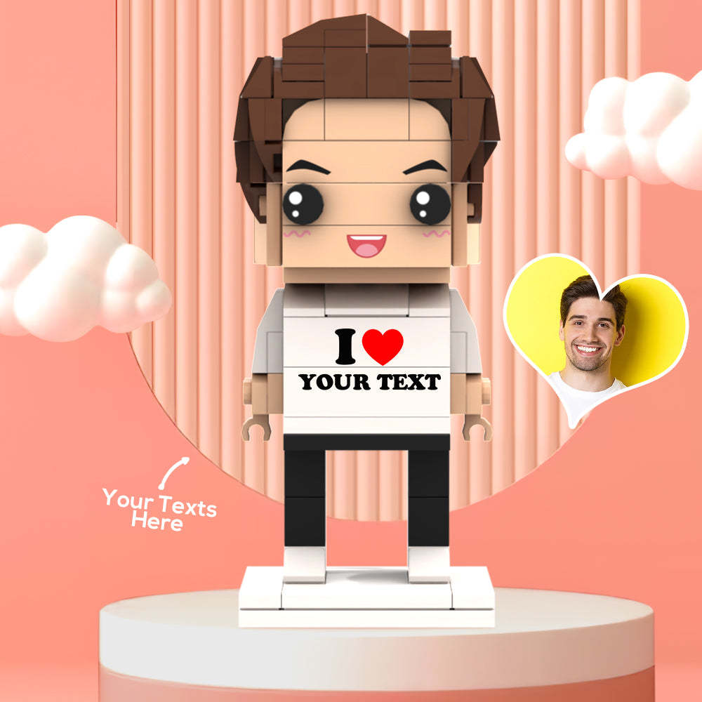 Valentine's Day Gifts Custom Brick Figures Personlized Text Brick Figures I LOVE XXX Brick Figures - MyCustomBrickheadz