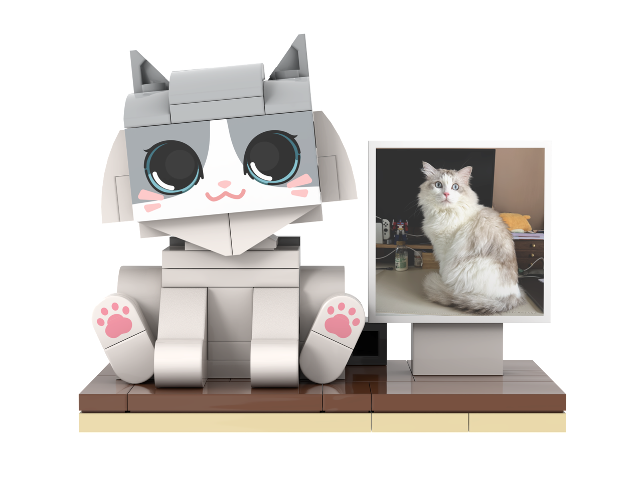 Custom Cat Brick Figures Fully Body Customizable 1 Cat Photo Small Particle Block Customized Cat Only