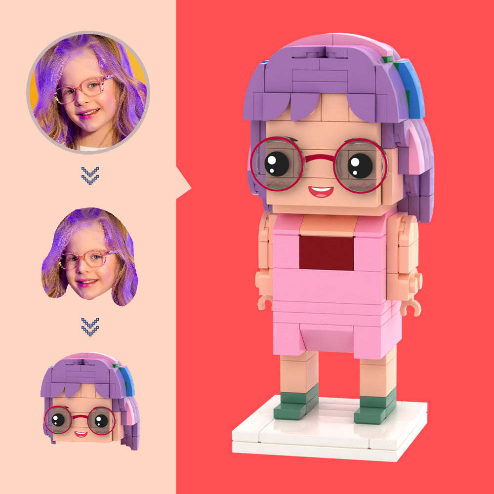 Customized Head Pink Jumpsuit Figures Small Particle Block Toy Customizable Brick Art Gifts - MyCustomBrickheadz