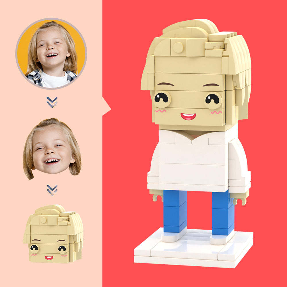 Customized Head White Sweater Figures Small Particle Block Toy Customizable Brick Art Gifts - MyCustomBrickheadz