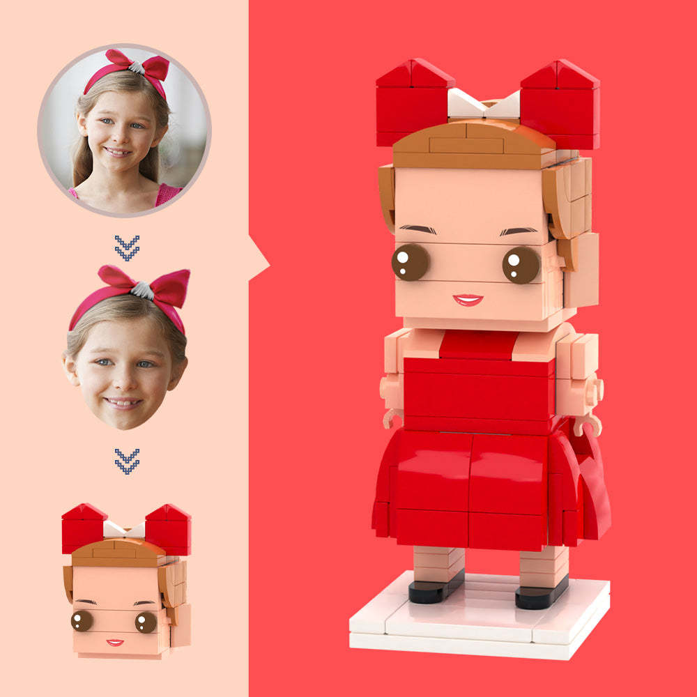 Customized Head Children's Red Skirt Figures Small Particle Block Toy Customizable Brick Art Gifts - MyCustomBrickheadz