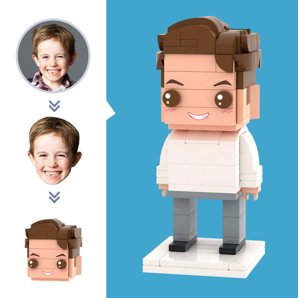 Customized Head Children's White Pullover Figures Small Particle Block Toy Customizable Brick Art Gifts - MyCustomBrickheadz