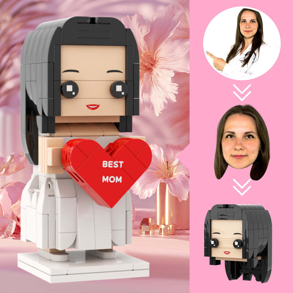 Mother's Day Gift Customizable Head Brick Figures Gift for Best Mom - minebrickau
