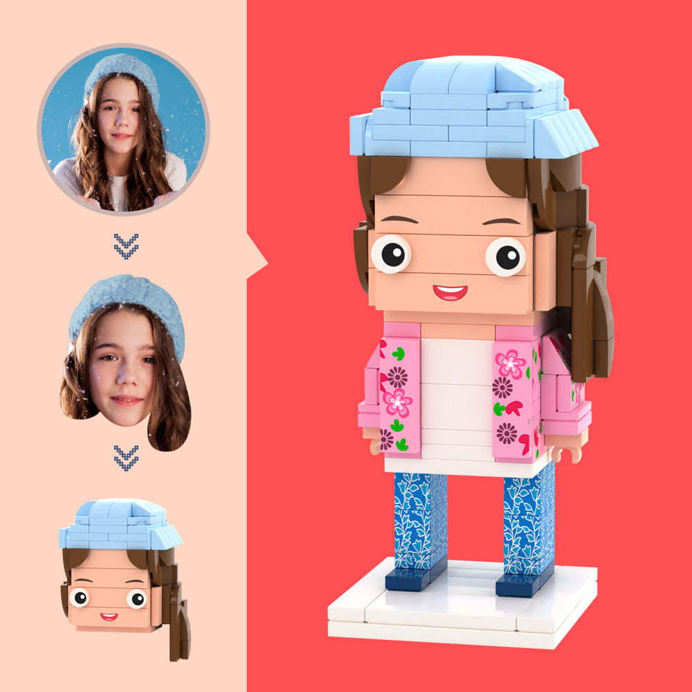 Customized Head pink Sweatshirt Figures Small Particle Block Toy Customizable Brick Art Gifts - MyCustomBrickheadz