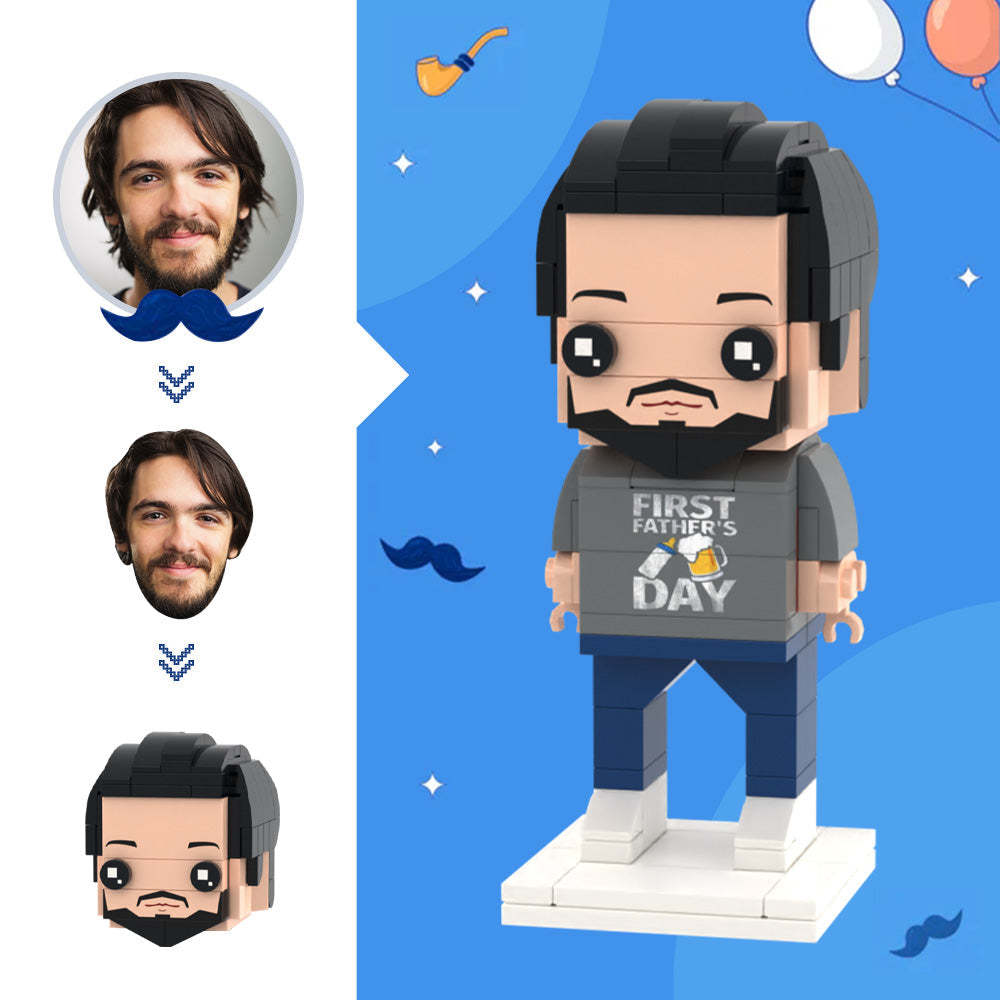 First Father's Day Gifts Custom Head Brick Figures Father's Day Brick Figures Small Particle Block Toy - MyCustomBrickheadz