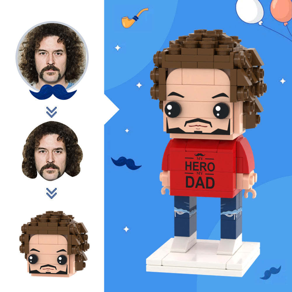 Gifts for Dad Custom Head Brick Figures My Hero Dad Brick Figures Small Particle Block Toy - MyCustomBrickheadz