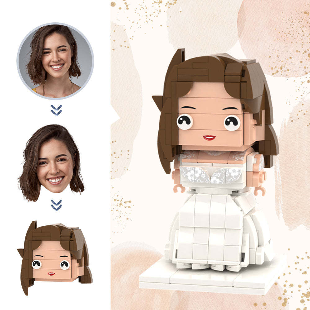 Wedding Gifts Sexy Wedding Dress Brick Figures Custom Head Brick Figures Small Particle Block Toy - MyCustomBrickheadz