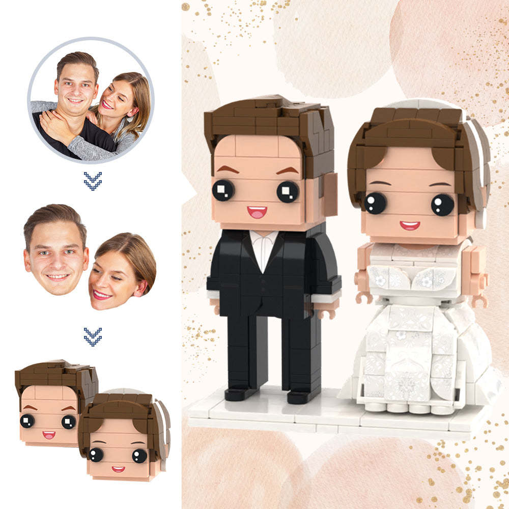Wedding Gifts Customizable Head 2 People Custom Brick Figures Wedding Photo Brick Figures - MyCustomBrickheadz