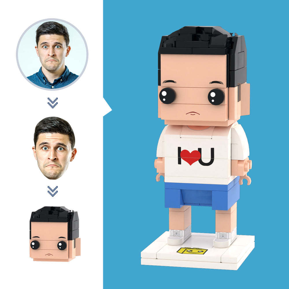 Customized Head I LOVE U Brick Figures Small Particle Block Toy Customizable Brick Art Gifts for Her - MyCustomBrickheadz