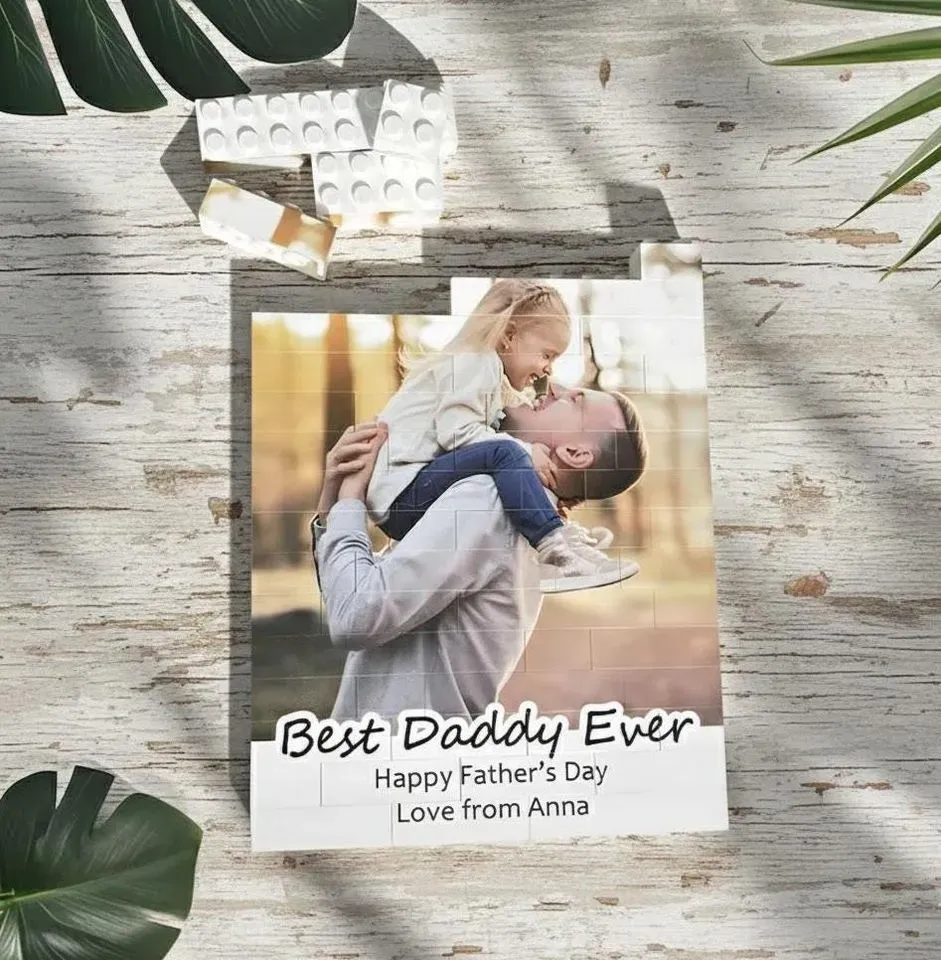 Custom Photo Brick Puzzle Frame – Build Gentle Love, A Meaningful Gift for Dad & Father's Day - 