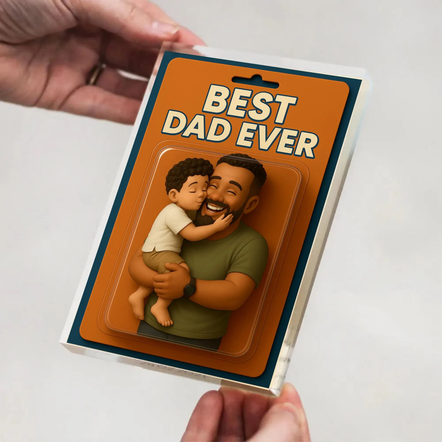 Personalized Father's Day Gift For Dad, Custom Photo Dad And Kids Action Figure Acrylic Block, Best Dad Ever Block Plaque, Gift For Husband - 