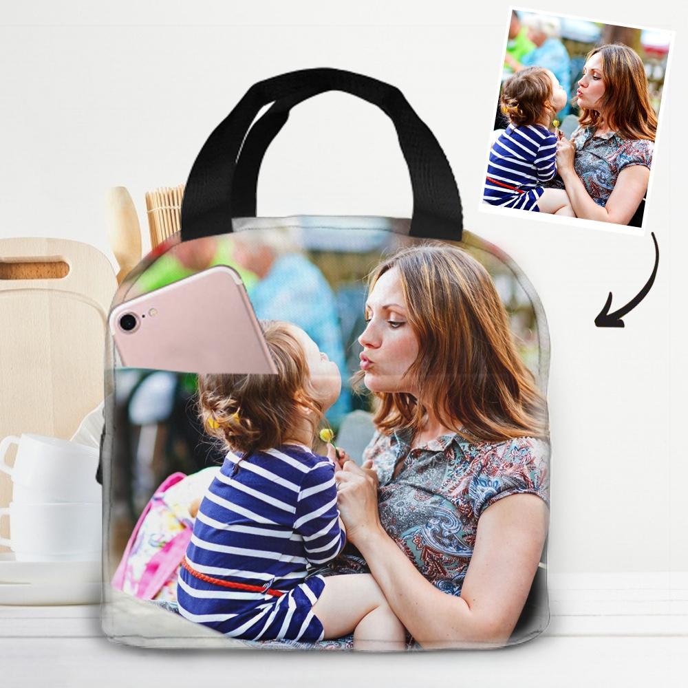 Back To School Gifts Personalized Photo Insulation Lunch Bag, Customized Lunch Box, Mother's Day Gift - 