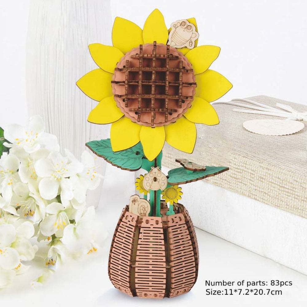 DIY Wooden Flower Puzzle 3D Puzzle Mother's Day Gift for Mum - 