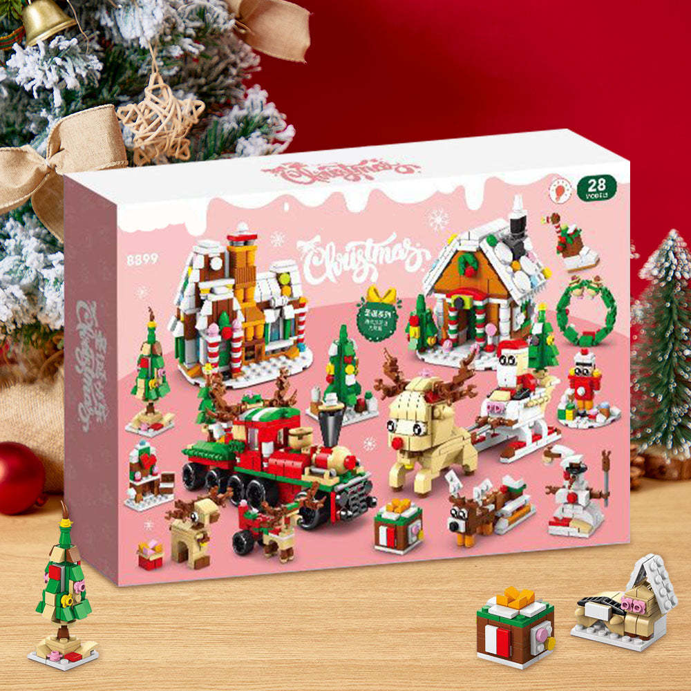 Christmas Town Brick Figures Surprise Blind Box 24 Calendar Countdown Gift Box - minebrickau