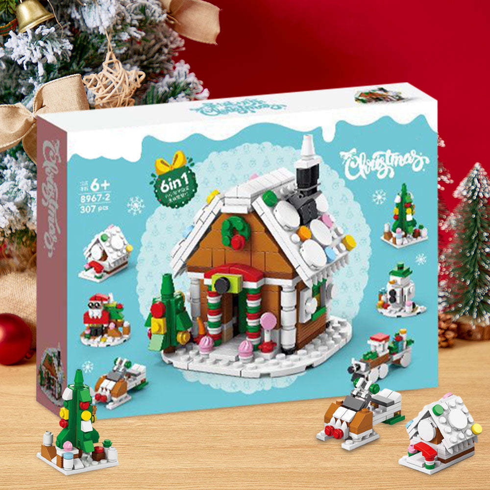 Christmas Cabin Figures Surprise Blind Box 6 in 1 Brick Figures Gift Box - minebrickau