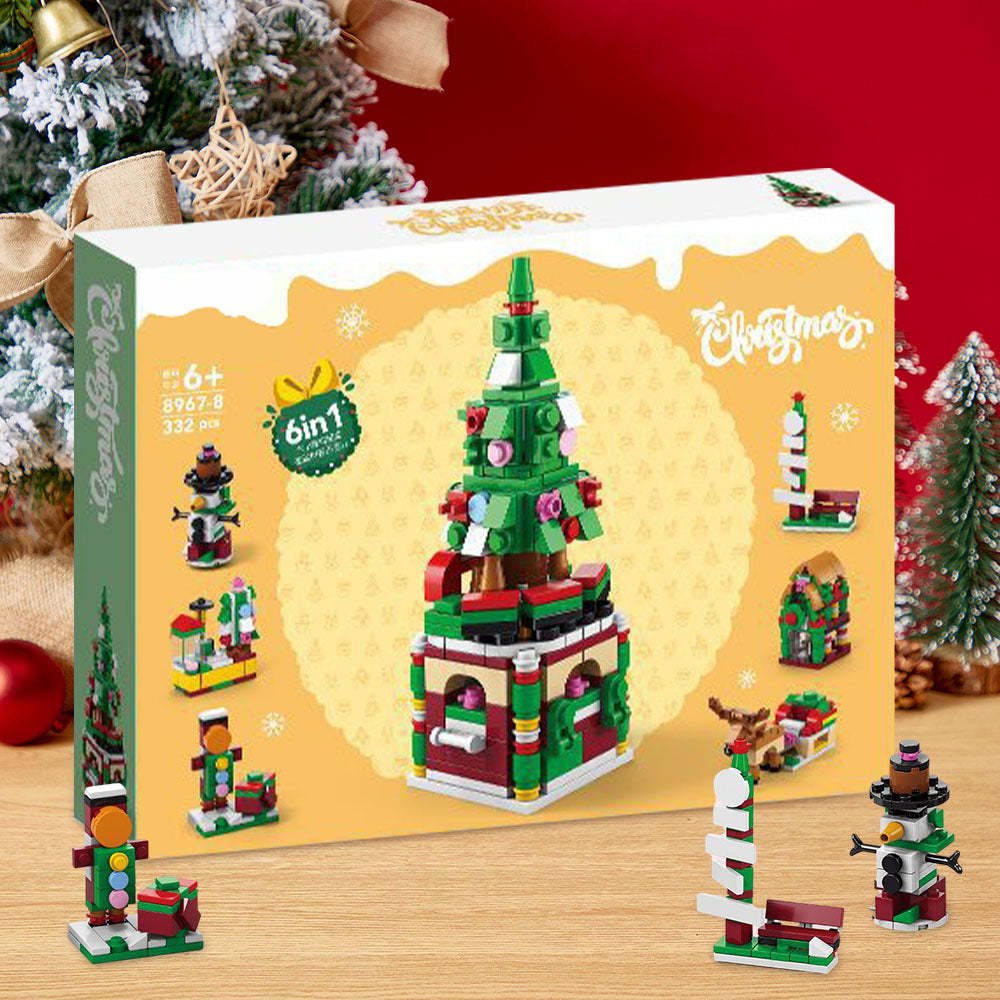 Christmas Tree Brick Figures Surprise Blind Box 6 in 1 Brick Figures Gift Box - minebrickau
