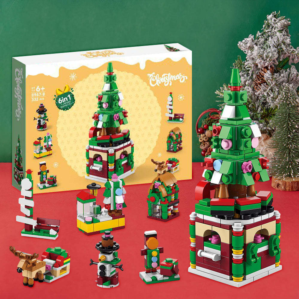 Christmas Tree Brick Figures Surprise Blind Box 6 in 1 Brick Figures Gift Box - minebrickau