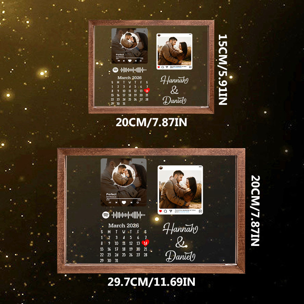 Personalized Spotify Calendar Night Light Frame Personalized Gift Valentine's Day Gifts - 