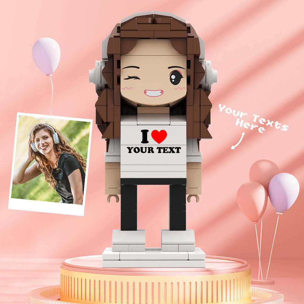 Valentine's Day Gifts Custom Brick Figures Personlized Text Brick Figures I LOVE XXX Brick Figures - MyCustomBrickheadz