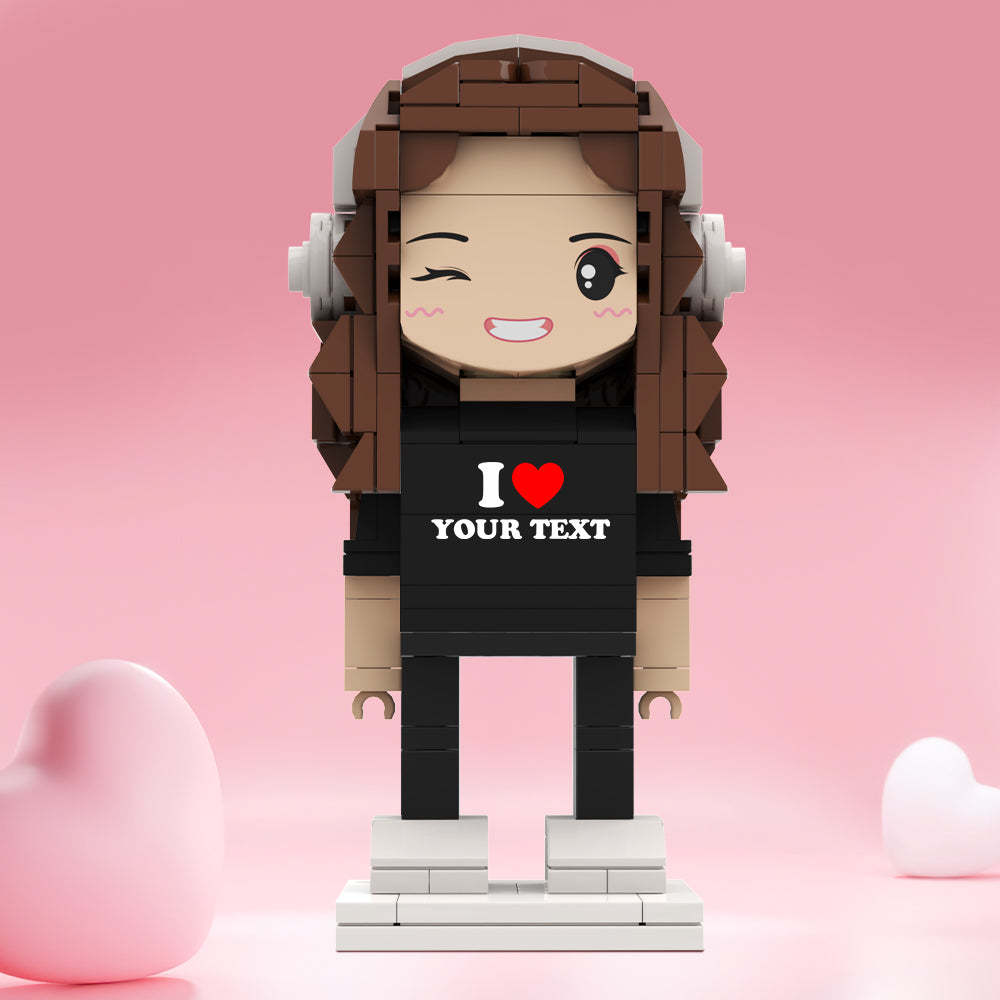 Valentine's Day Gifts Custom Brick Figures Personlized Text Brick Figures I LOVE XXX Brick Figures - MyCustomBrickheadz