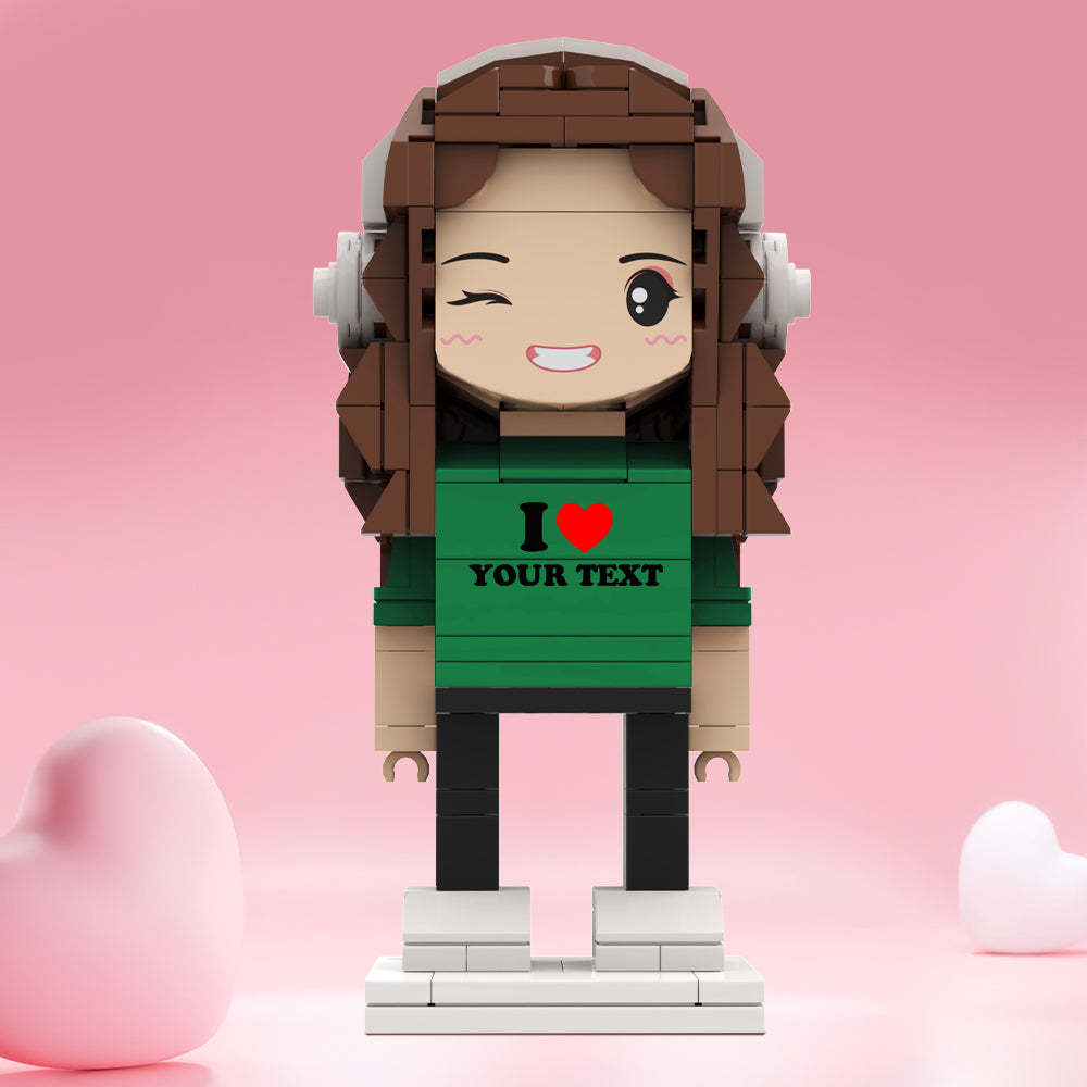 Valentine's Day Gifts Custom Brick Figures Personlized Text Brick Figures I LOVE XXX Brick Figures - MyCustomBrickheadz