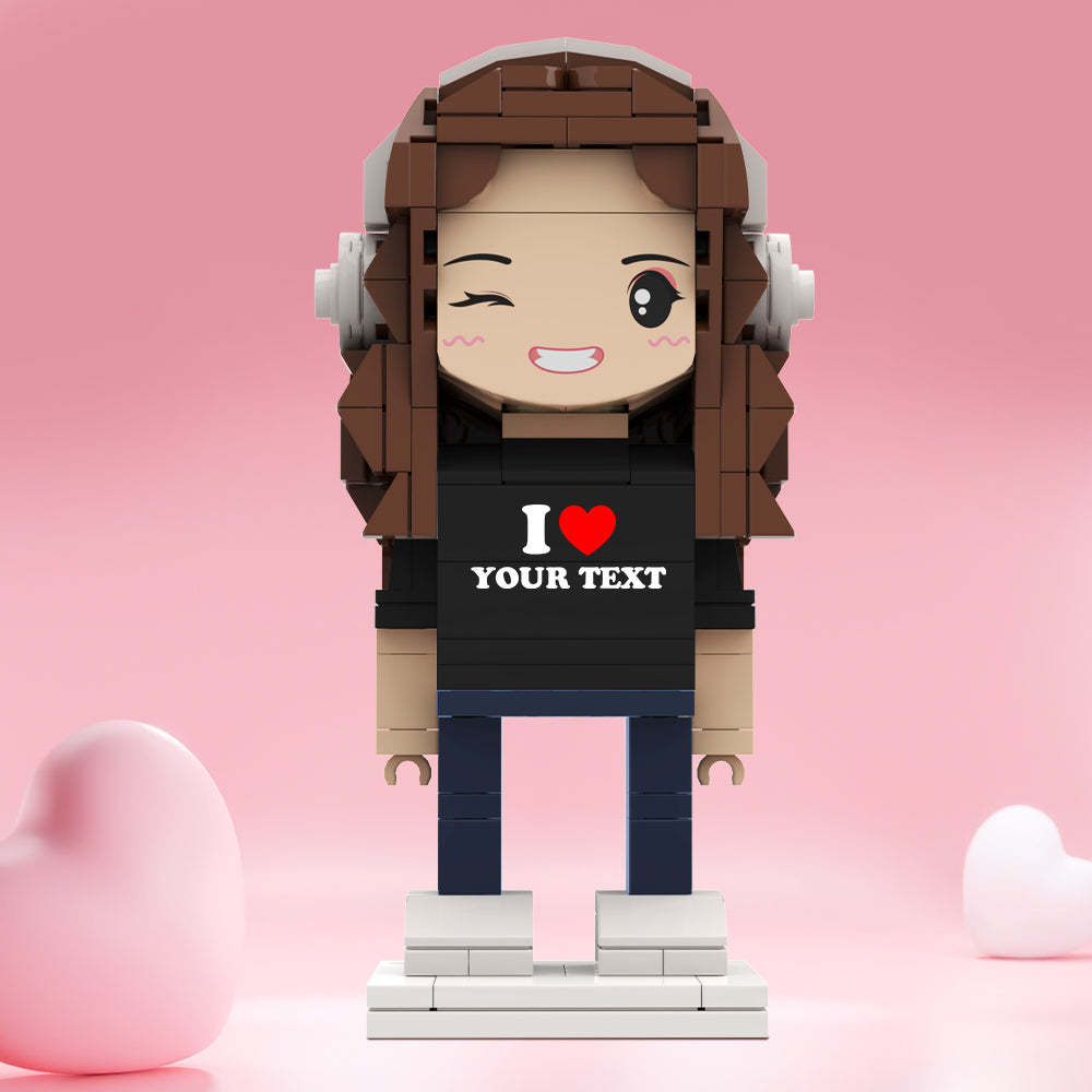Valentine's Day Gifts Custom Brick Figures Personlized Text Brick Figures I LOVE XXX Brick Figures - MyCustomBrickheadz