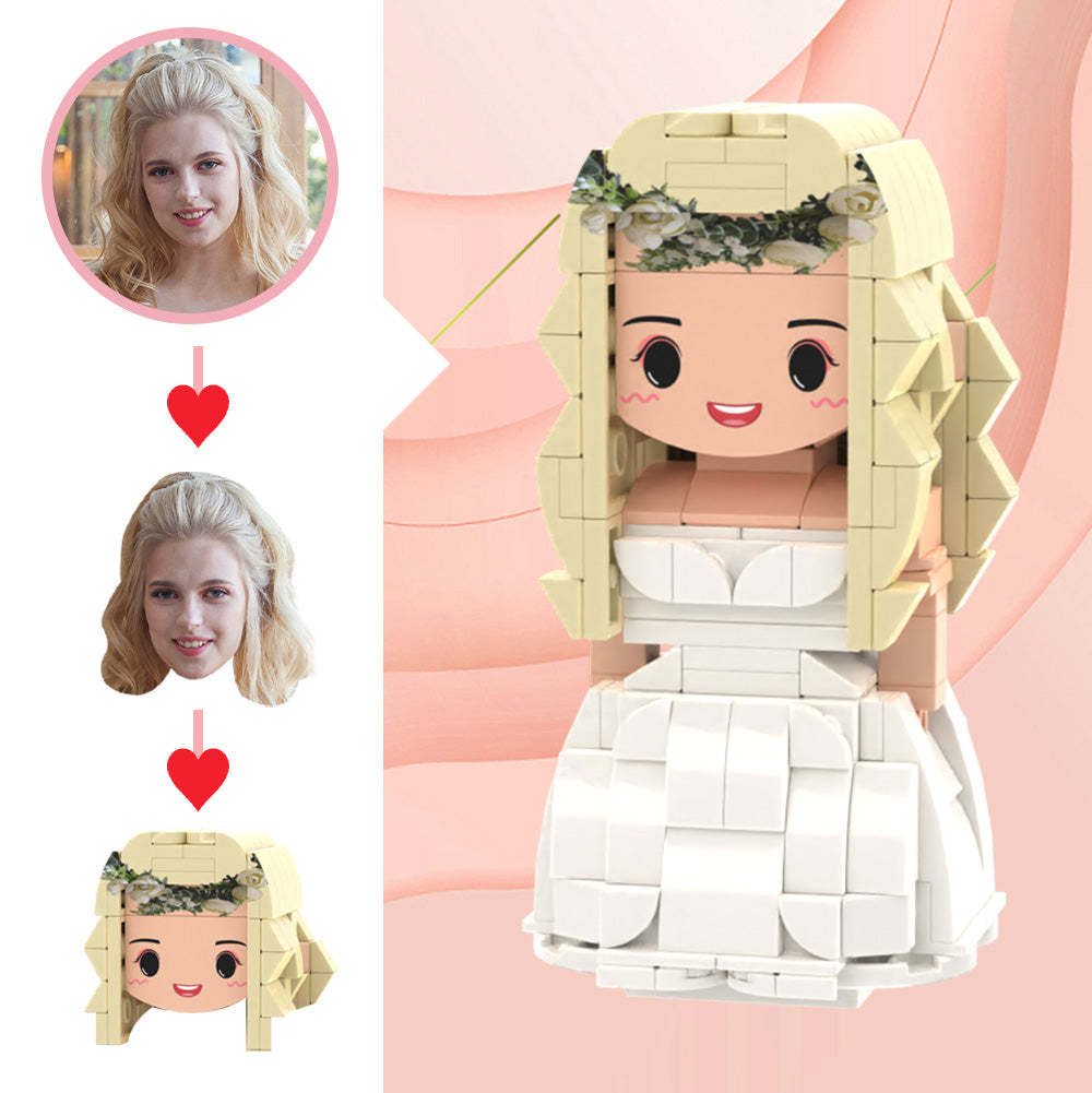 Wedding Gifts Luxury Wedding Dresses Brick Figures Custom Head Cute Brick Figures Small Particle Block Toy - MyCustomBrickheadz