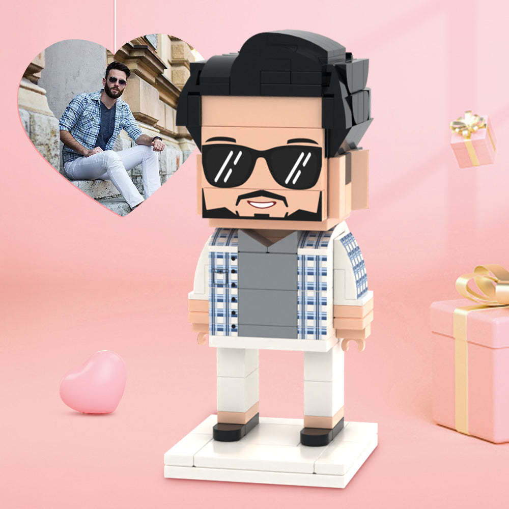 Gifts for Him Full Body Customizable 1 Person Brick Figures Custom Brick Figures Personalized Small Particle Block Toy - MyCustomBrickheadz