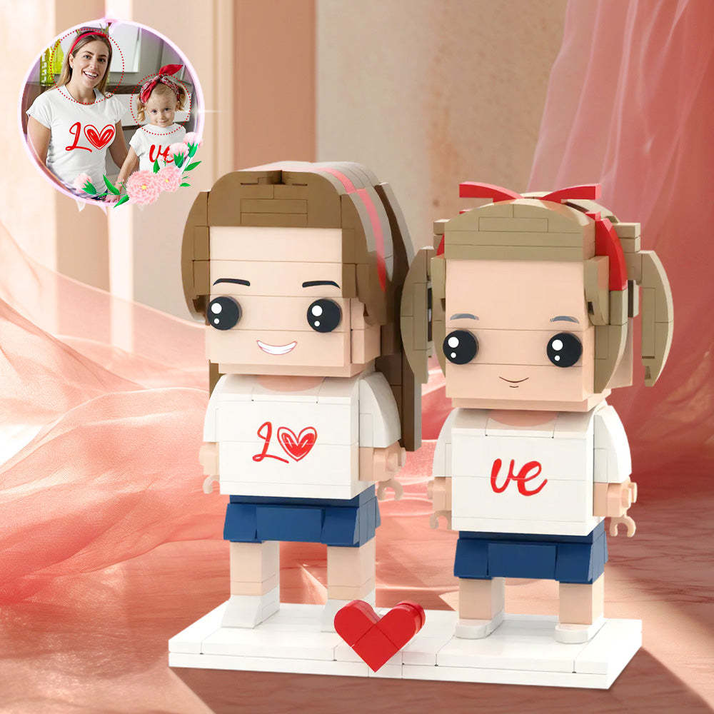Gift for Mom Customizable Head 2 People Custom Brick Figures - minebrickau