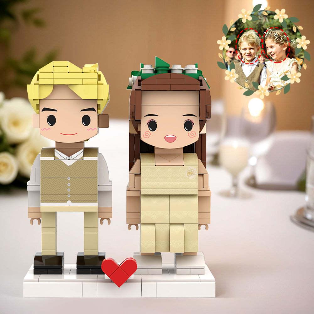 Ring Bearer Boy And Flower Girl Customizable Round Head 2 People Custom Brick Figures Wedding Anniversary Souvenir for Children - minebrickau