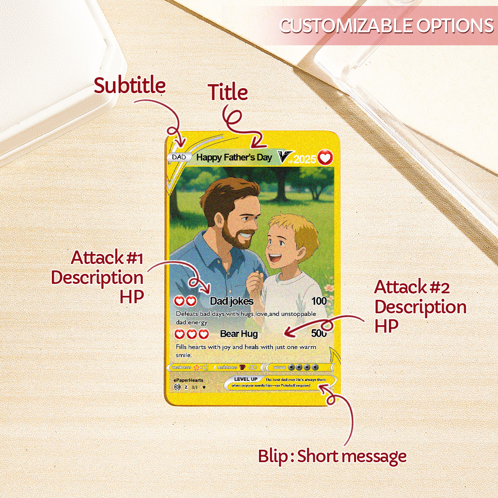 Custom Anime Monster Card, Gift For dad, Father's Day Gift, Custom Anime Monster Present - 