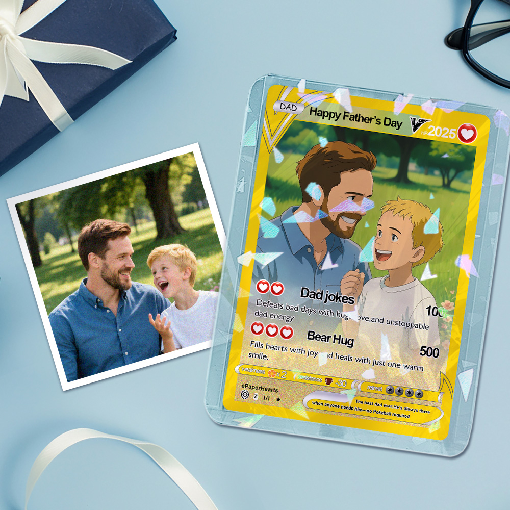 Father's Day Anime Monster Card Custom Anime Monster Card Gift For Dad, Father's Day Gift, Custom Present