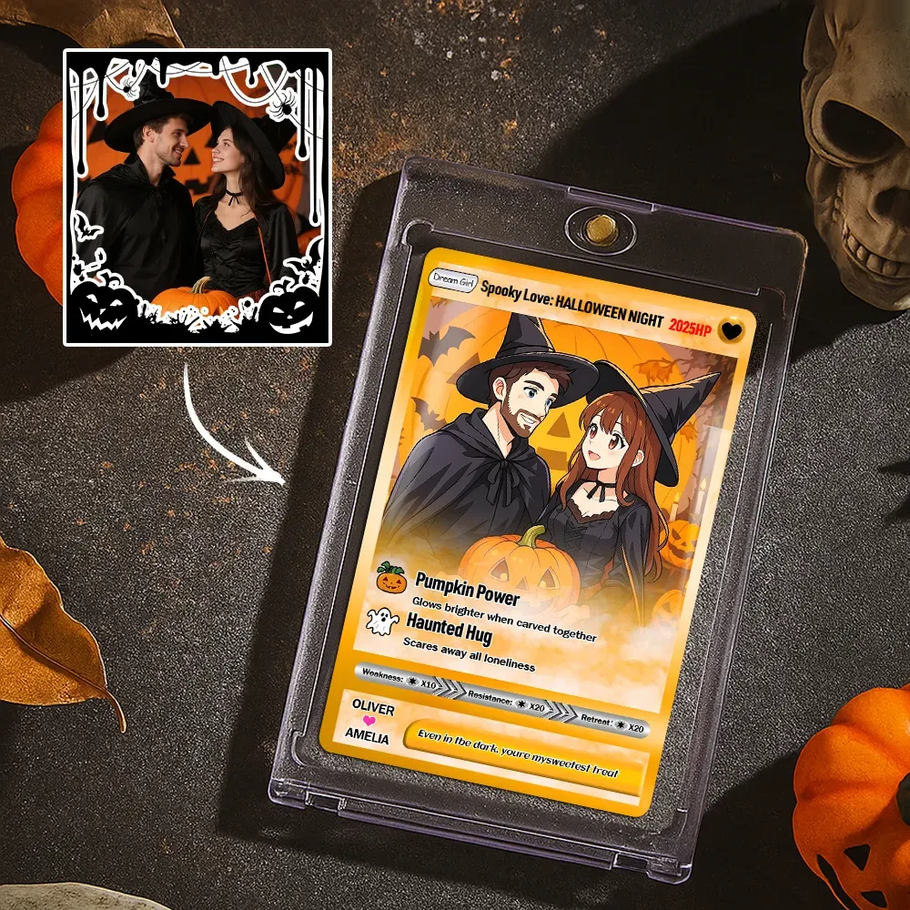 Custom Anime Trading Card | Personalized Collectible Card with Your Photo & Name | Unique Gift for Fans & Couples - 
