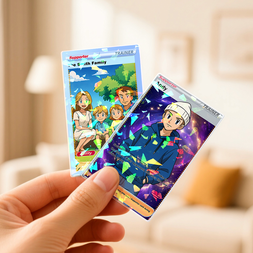 Custom Anime Trading Card | Personalized Collectible Card with Your Photo & Name | Unique Gift for Fans & Couples - 