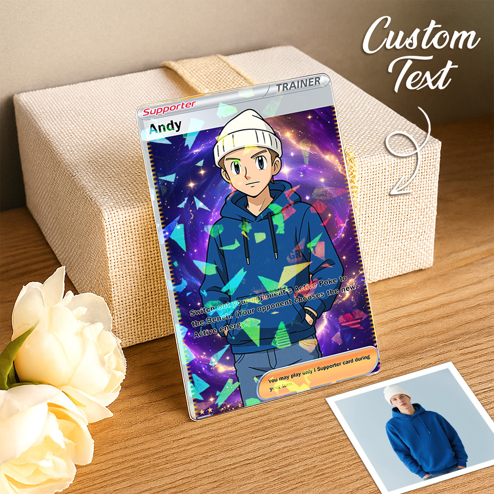 Custom Anime Trading Card | Personalized Collectible Card with Your Photo & Name | Unique Gift for Fans & Couples - 