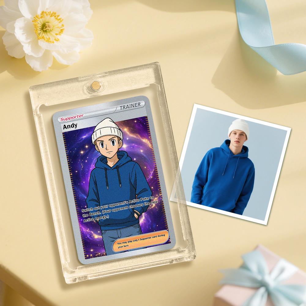 Custom Anime Trading Card | Personalized Collectible Card with Your Photo & Name | Unique Gift for Fans & Couples - 