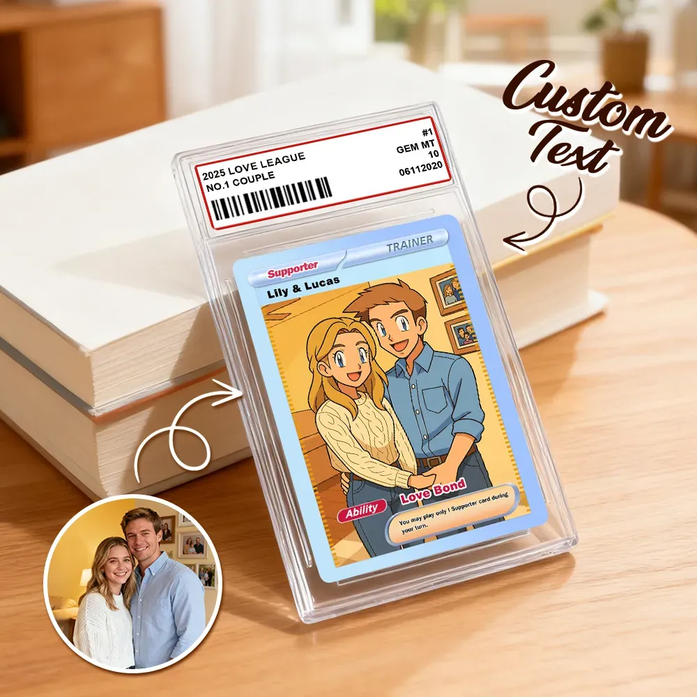 Custom Anime Trading Card | Personalized Collectible Card with Your Photo & Name | Unique Gift for Fans & Couples - 