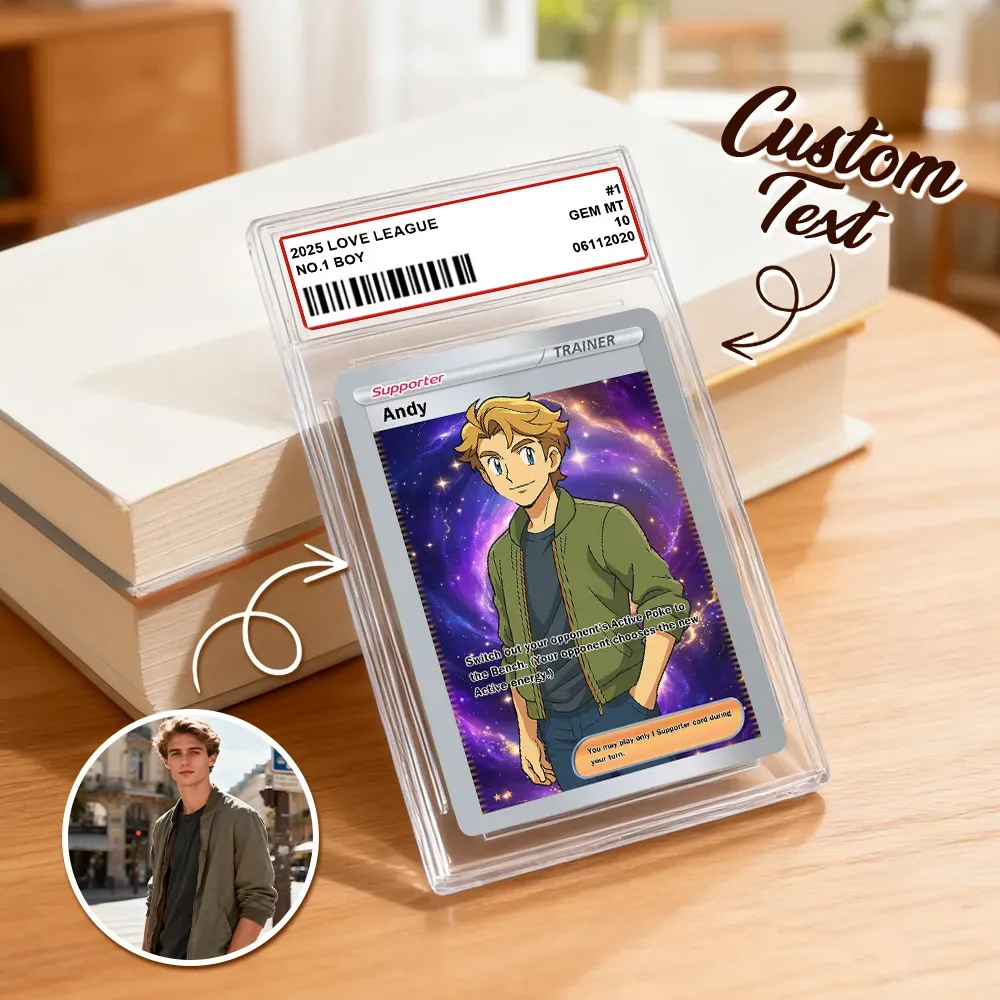 Custom Anime Trading Card | Personalized Collectible Card with Your Photo & Name | Unique Gift for Fans & Couples - 