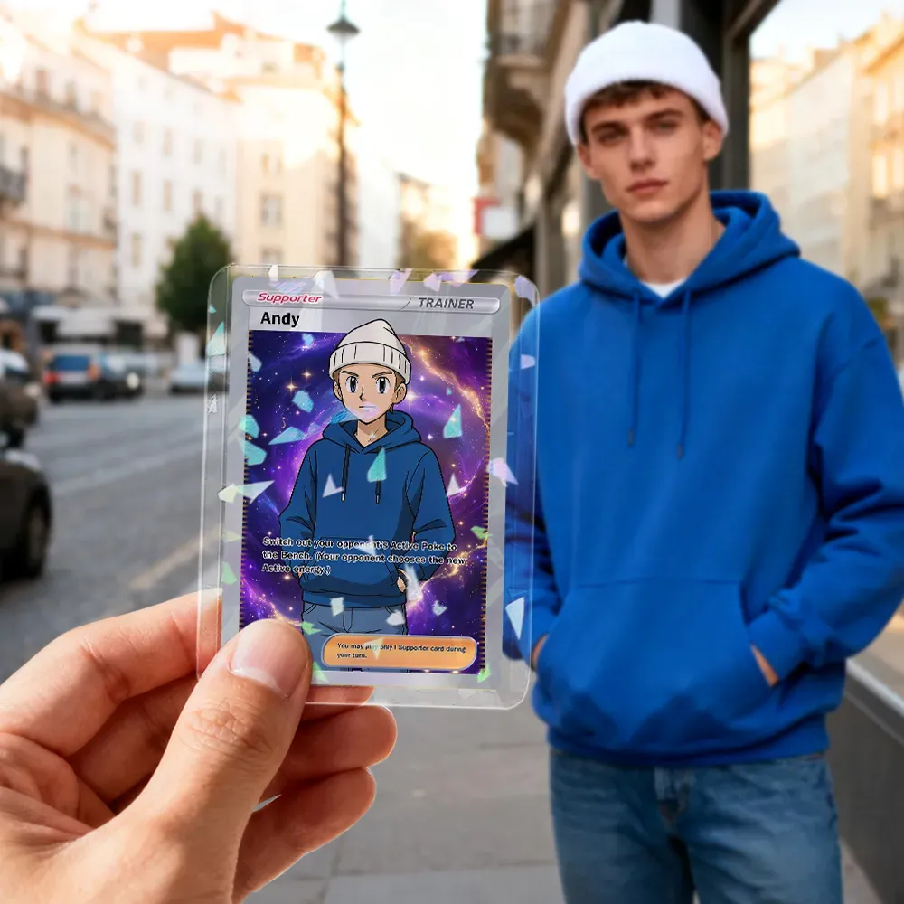 Custom Anime Trading Card | Personalized Collectible Card with Your Photo & Name | Unique Gift for Fans & Couples - 