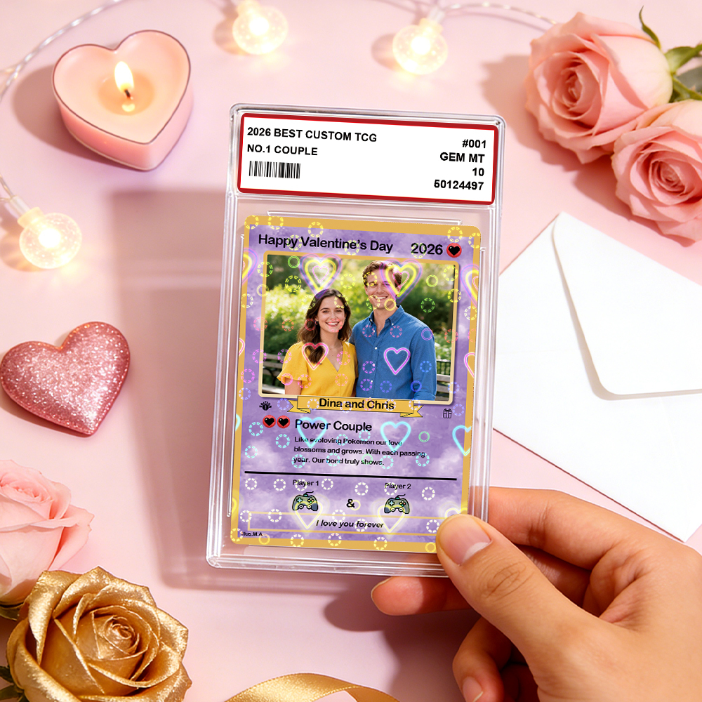 Personalized Valentine’s Day Power Couple Card, Custom Anniversary Card Couple Photo Anime Style, Best Valentine's Day Gift for Lover - 
