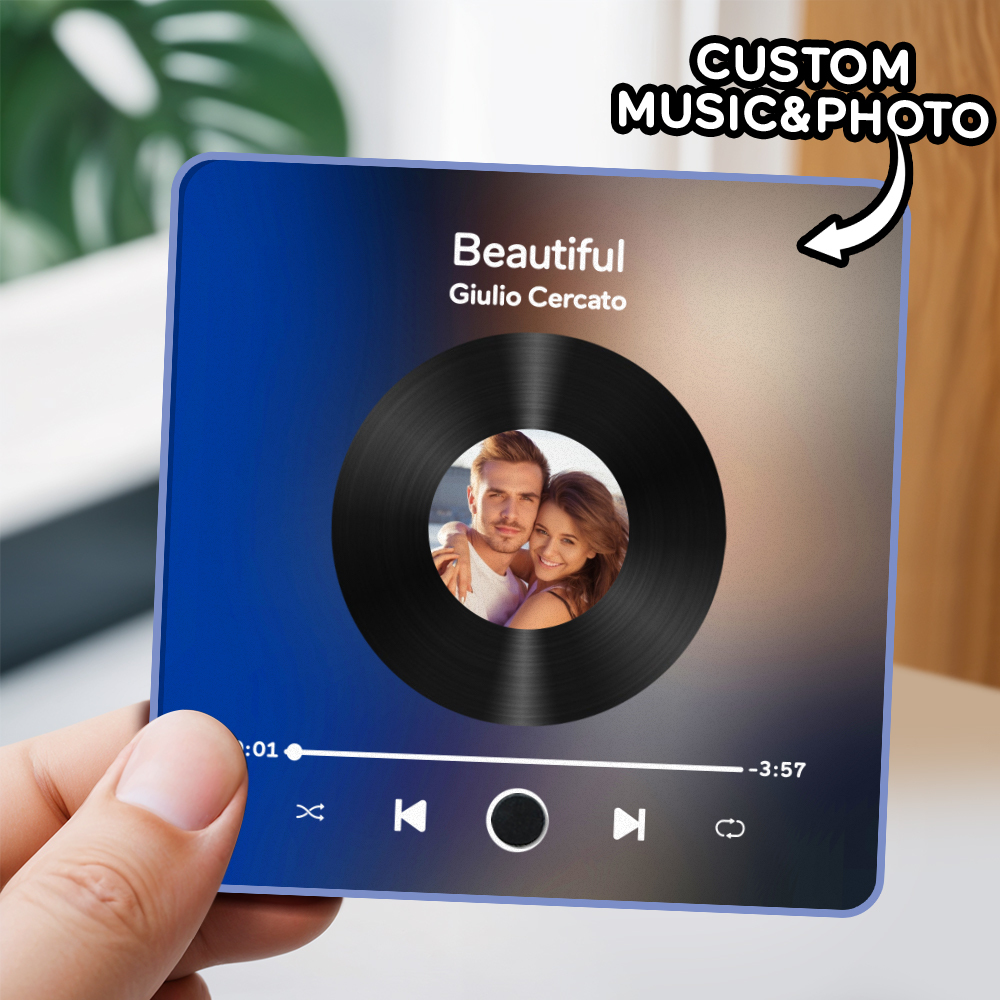 Custom Photo Music Fridge Magnet Personalized Multicolor Wall Photo Sticker Music Fridge Magnet Can Play Songs - 